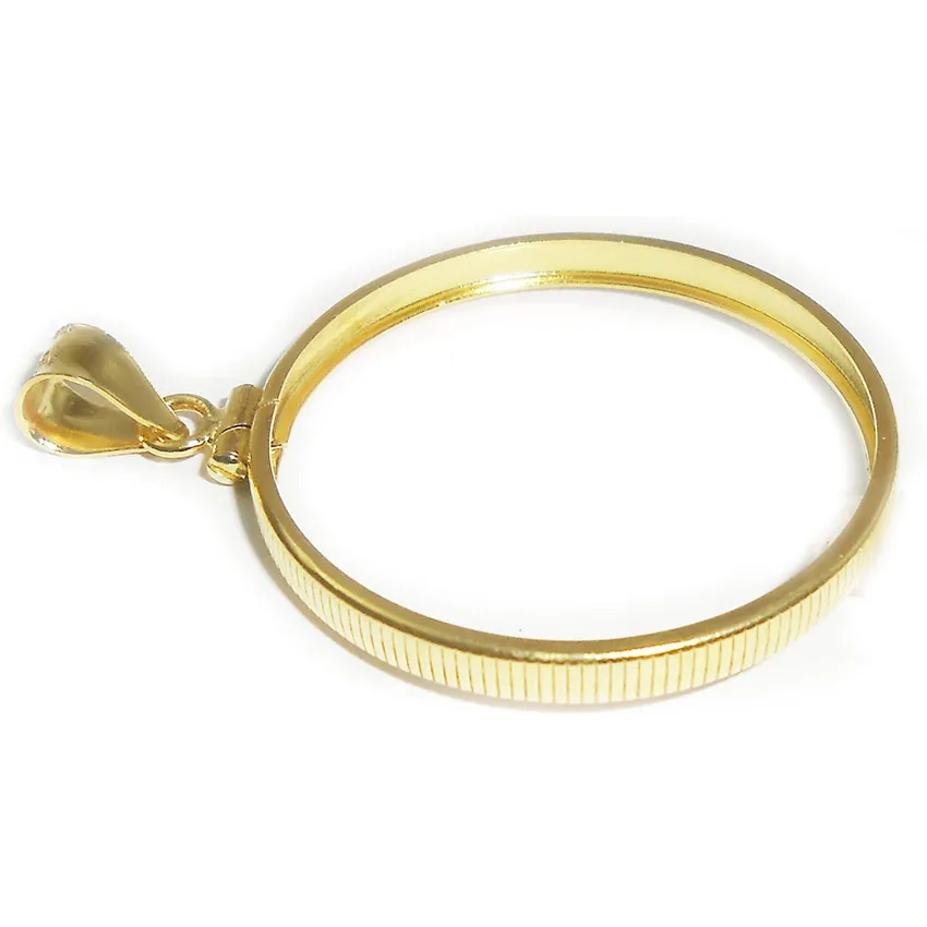 custom metal brass pendant holder coin bezel keychain