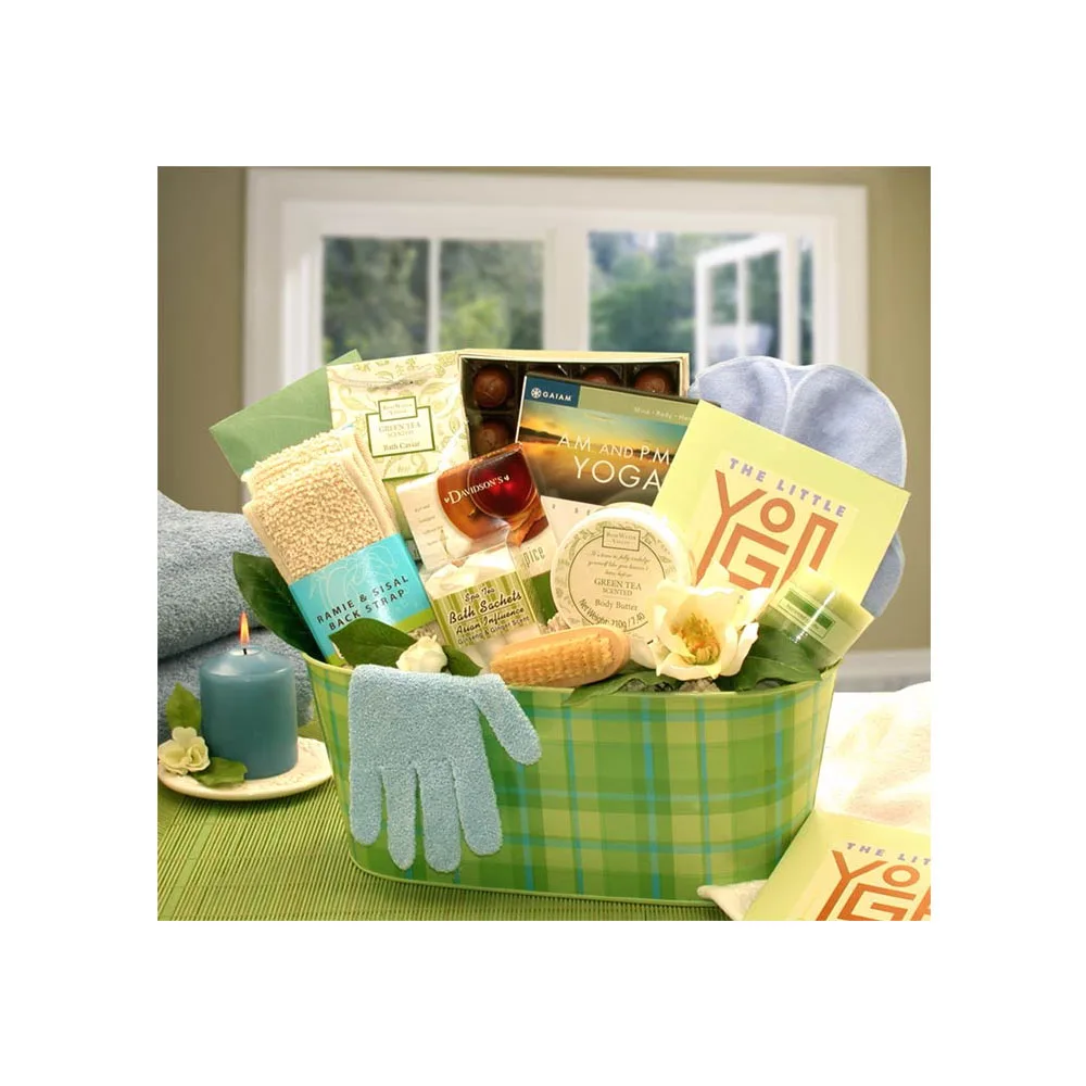 Tea Essentials Gift Set (lg) Gift Basket Storage Container a Little Yoga & Green Perfect for Gifts 100%wicker