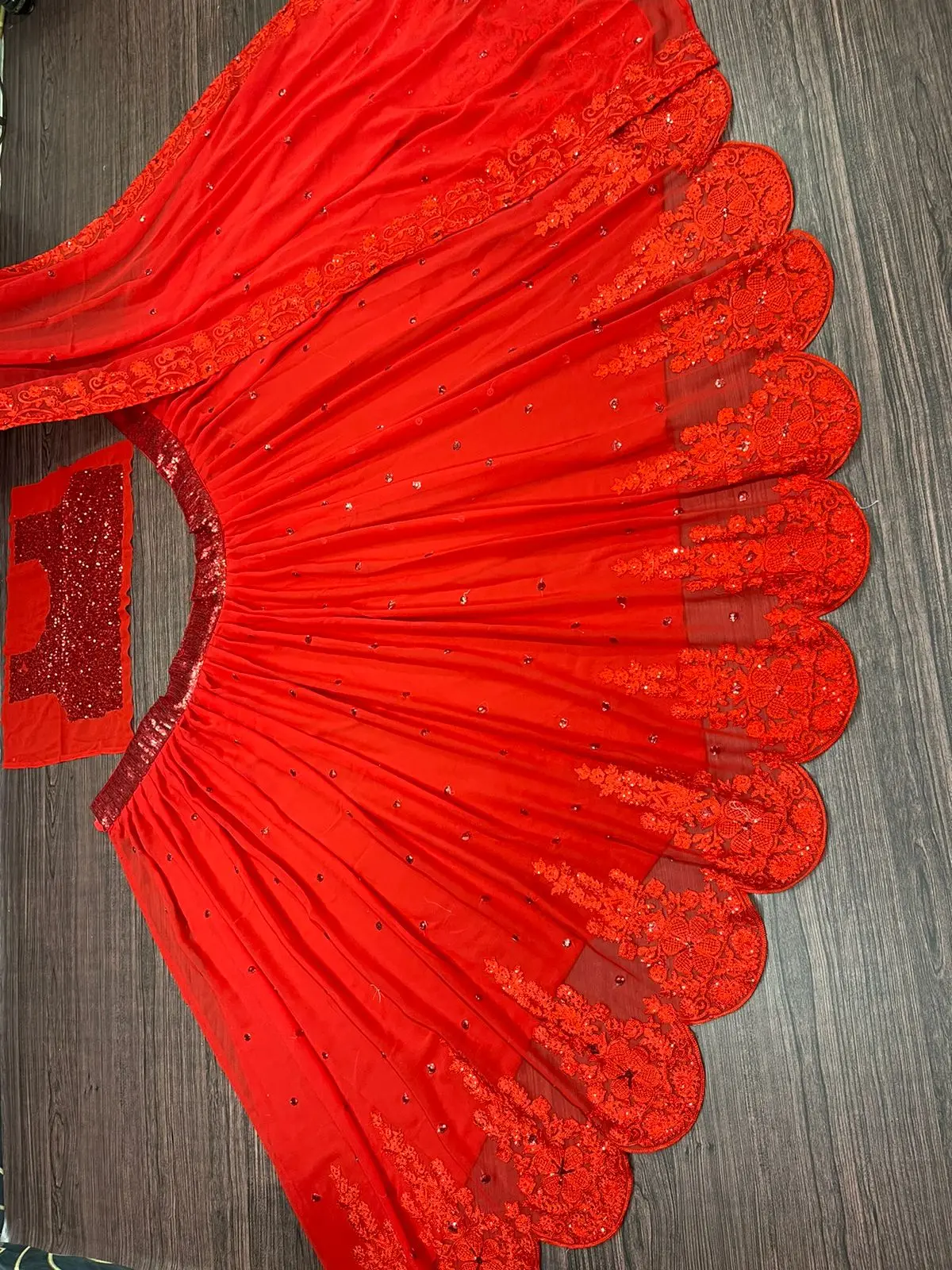 NEW DESIGNER BRIDAL WEAR CHINE SEQUENCE WORK  LEHENGA CHOLI WITH DUPATTA BY OMVAGMINE