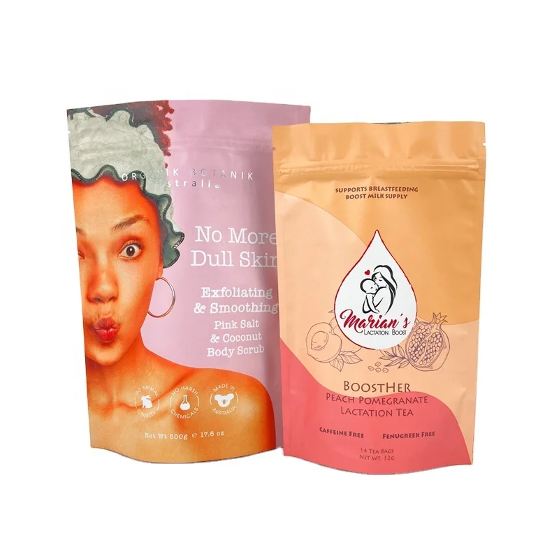 Custom Heat Seal Bags 250G Coffee Scrub Packaging Pouch Custom Printed Aluminum Foil Plastic Bag For 16Oz 1Kg Bath Salt