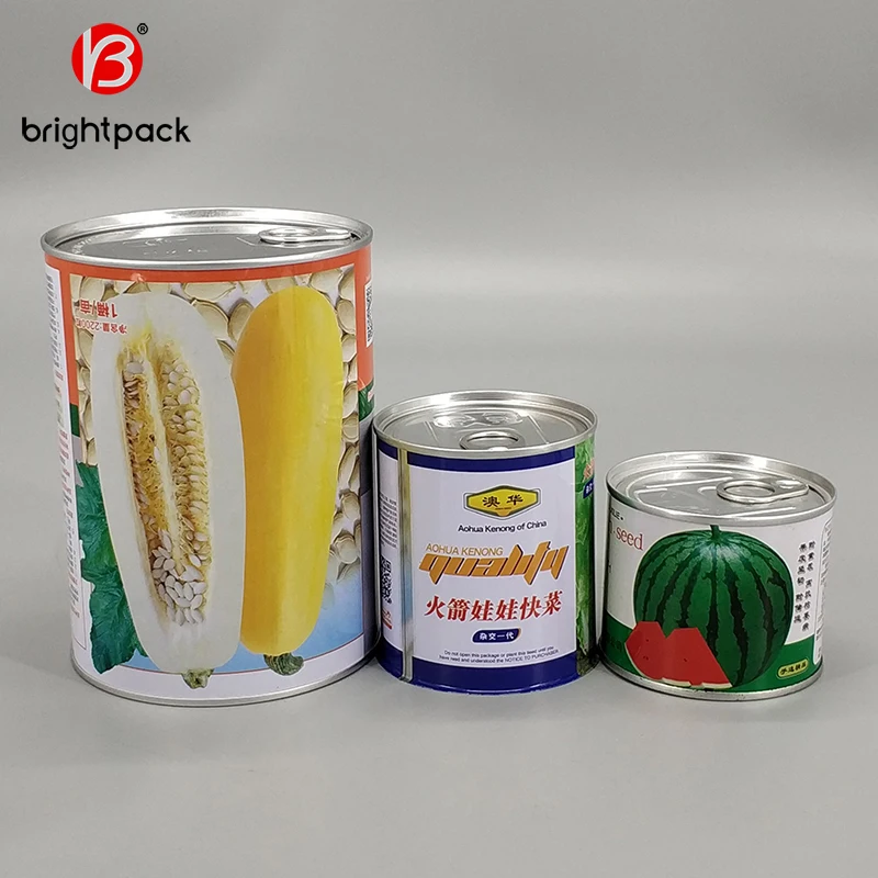 vegetable seed tin box with easy open end, wholesale food grade Empty Tin Can for food packaging