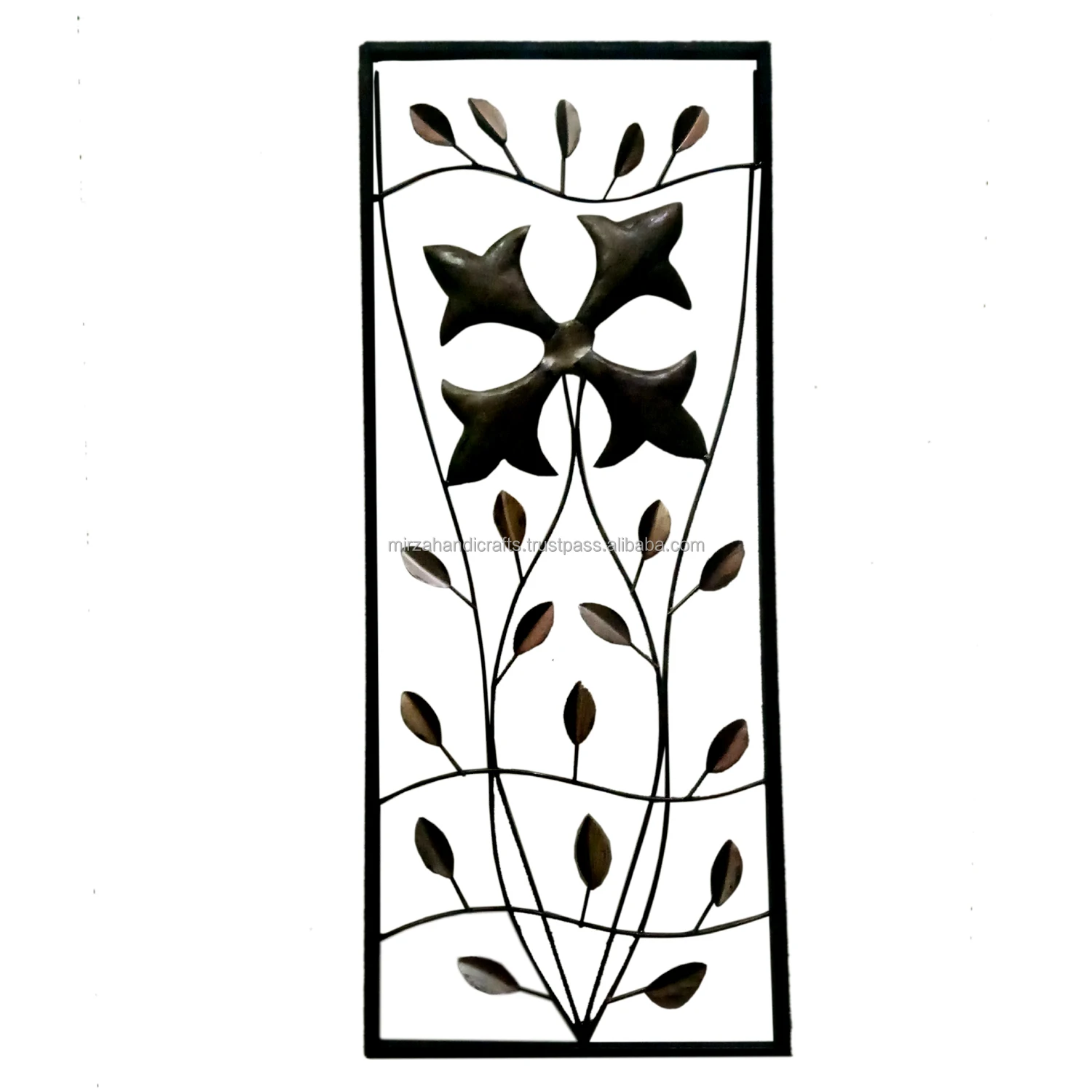 Luxury Decorative Rectangular Framed Metal Flower Wall Art Panels For Home Decorative Wall Hanging