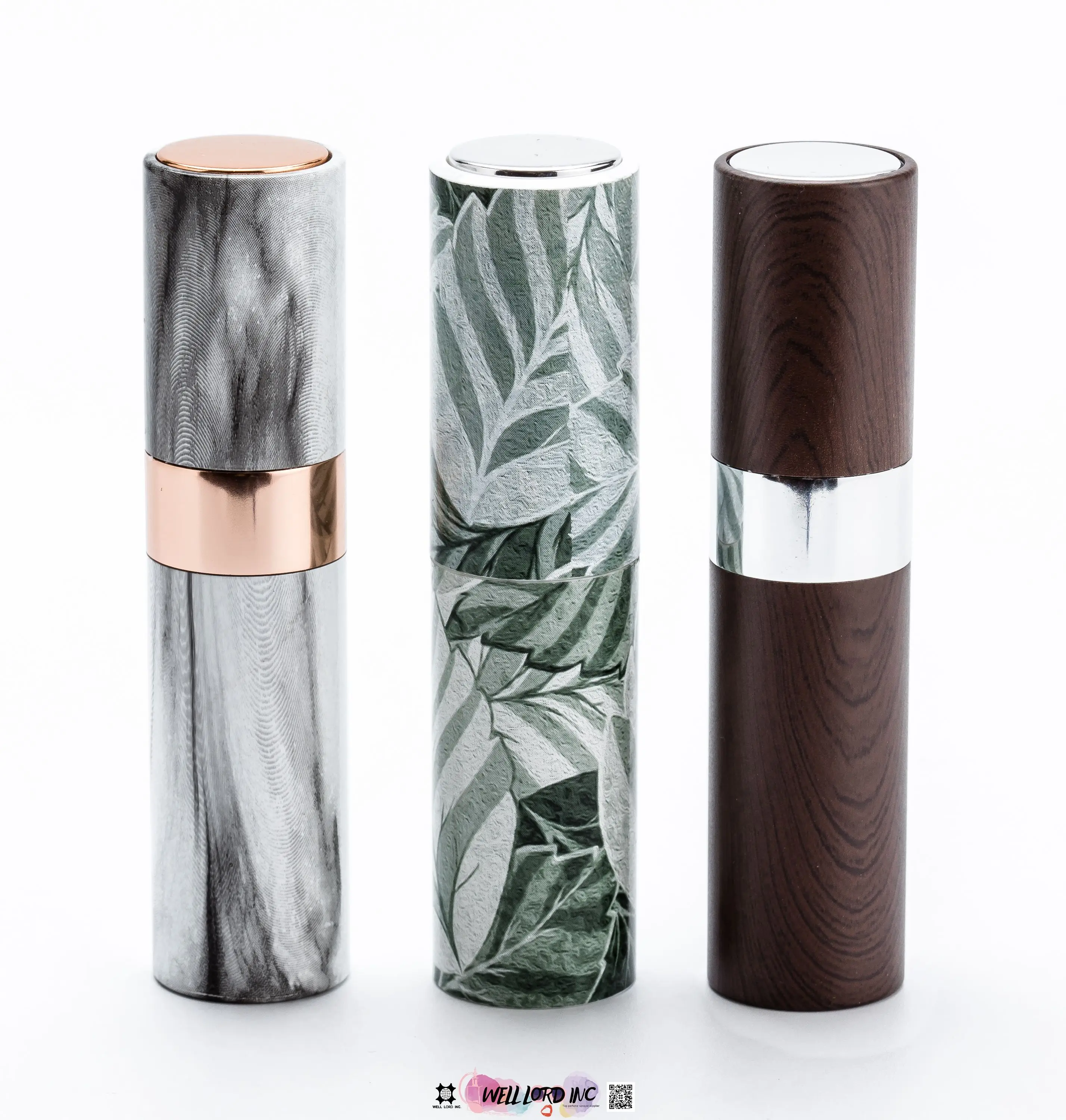 Marble patter travel size perfume bottle refillable 8ml aluminum bottle water transfer perfume atomizer