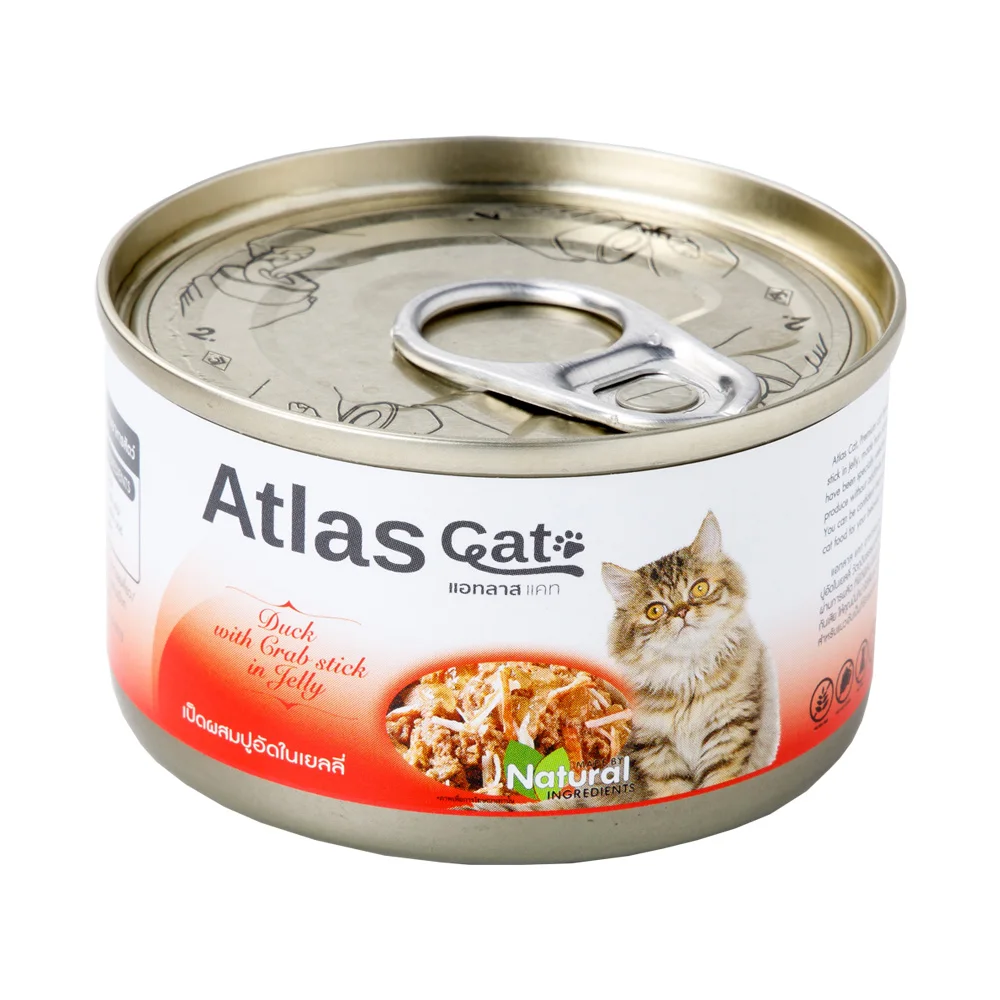 Atlas Cat Can Duck with Crab Stick in Jelly - Thailand Premium Quality Cat Food Product Canned Pet Food for Sale