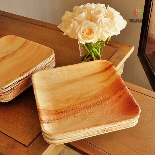 100% г. Areca биоразлагаемая Квадратная тарелка для пальмовых листьев элегантная одноразовая тяжелая натуральная качественная