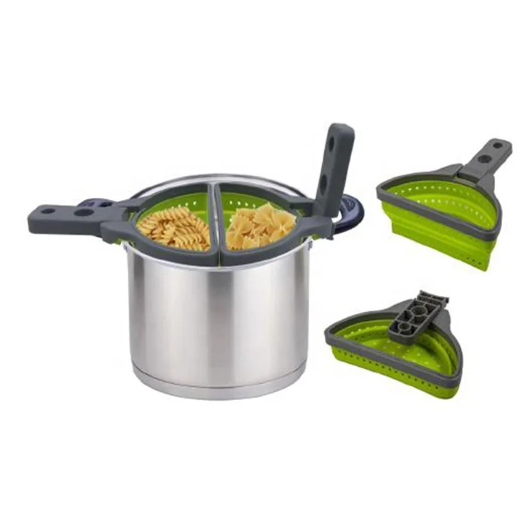 High Quality Eco-friendly Kitchen Foldable Silicone  Collapsible Pasta Colander