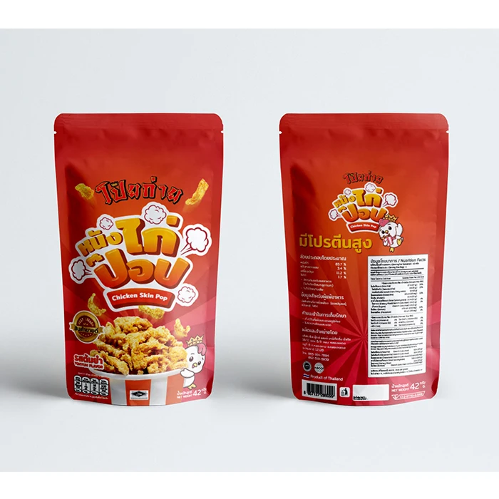 Poygai Crispy Fried Chicken Skin Pop Tom Yum Flavor 42 g. Premium Quality from Thailand for 100% Export
