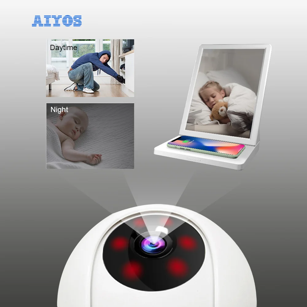 1080p Full HD Беспроводной Wi-Fi Android домашний радионяня безопасность ночное видение цифровой дисплей экран с беспроводным быстрым зарядным устройством