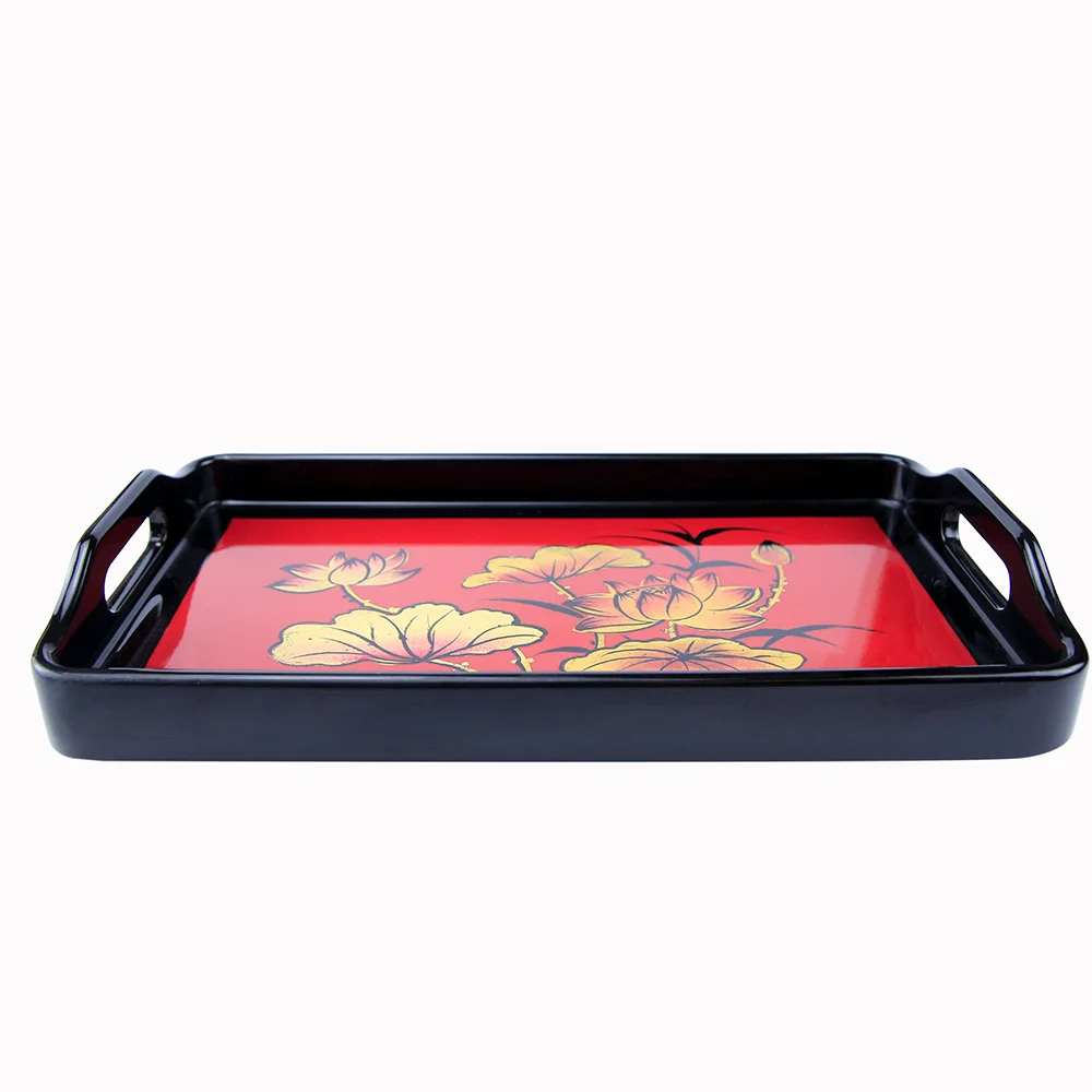 
DONG PHUONG Serving Trays Handles Small Rectangle Tray for Party Coffee Table Breakfast Afternoon Tea Wooden Tray 