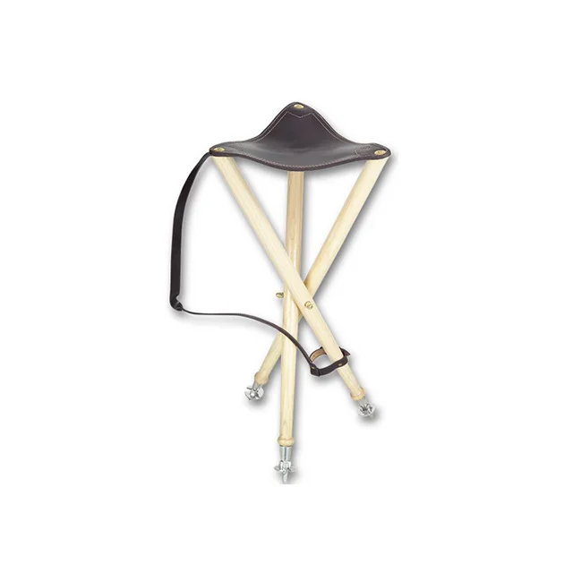 Classic Hunting Shooting Fishing Wooden Tripod Stool Leather seat Camping Outdoor Indoor Chair