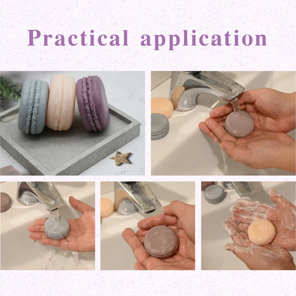 Macaron style lavender bar soap for face body clean and good smell