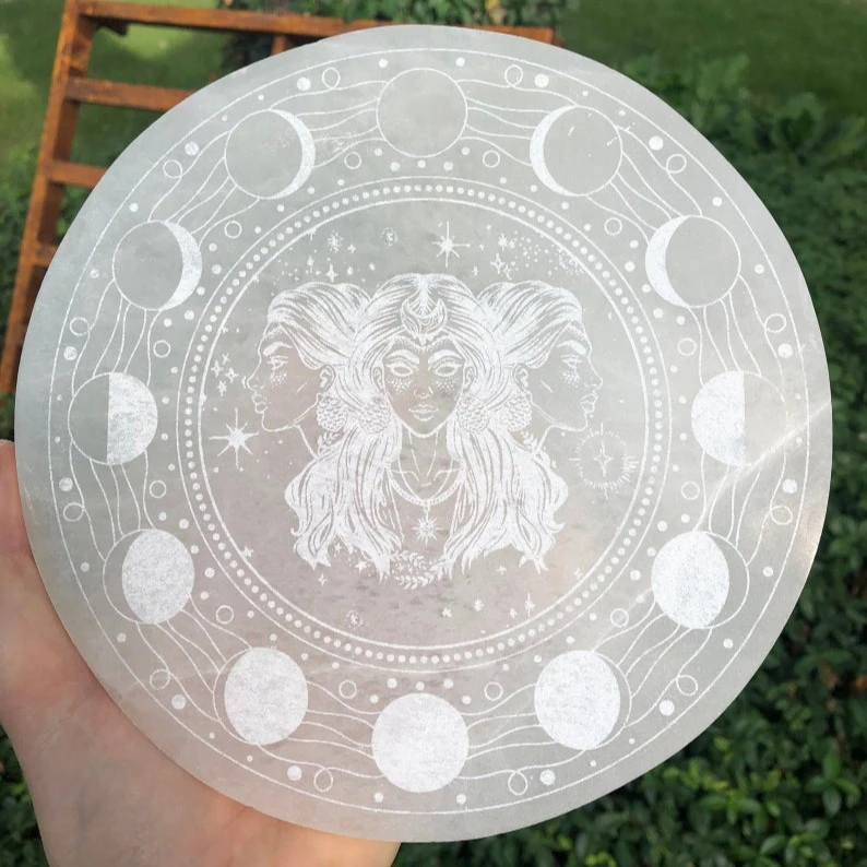 selenite crystal triple goddess selenite plate carving stone crystal wholesale crystal bulk rate wholesale gemstone