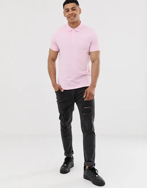 High Quality Pink Polo Shirt For Man Pique Cotton Poloshirt With Logo Uniform Polo shirt with custom logo and label printing