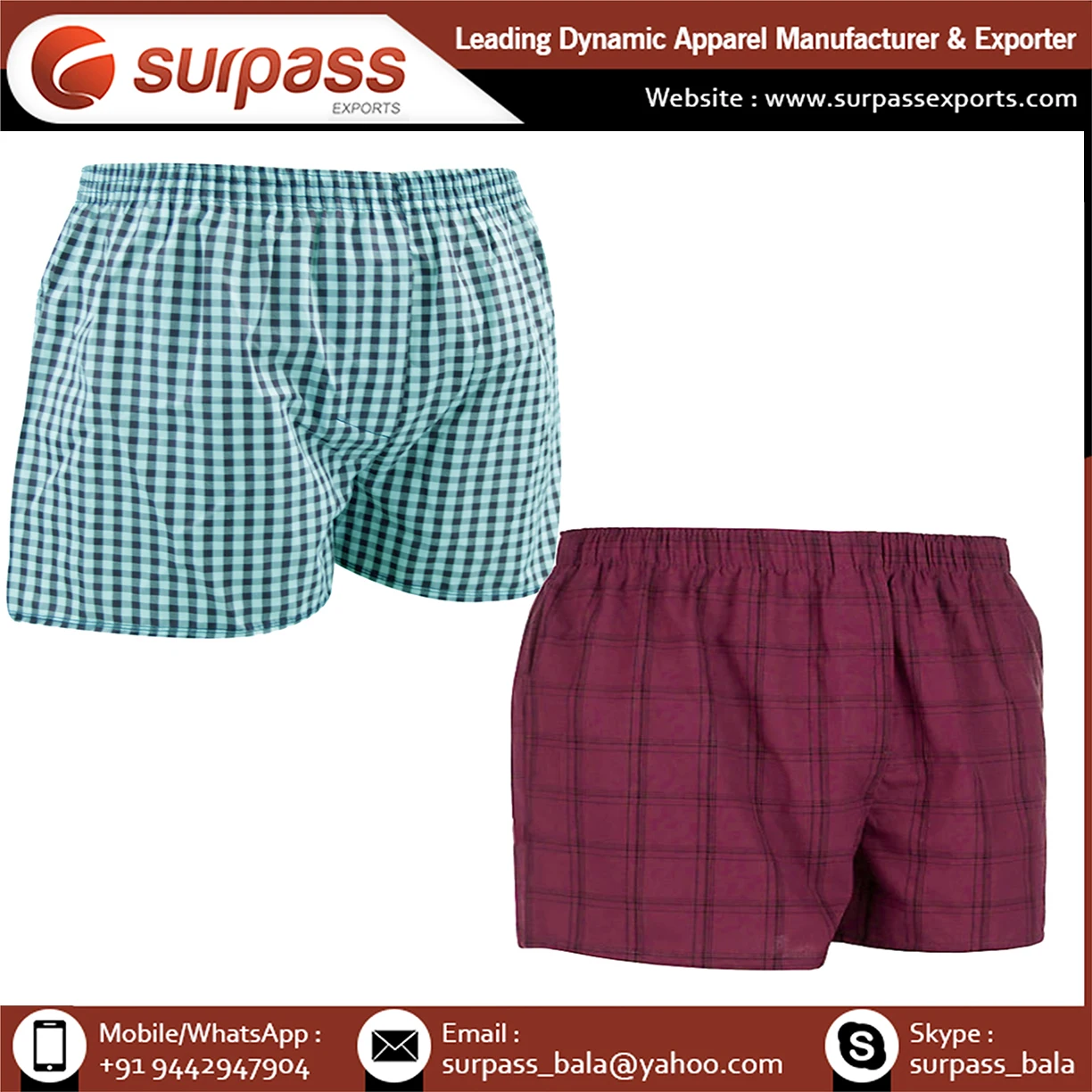 Satin brand  boxers in customized design available