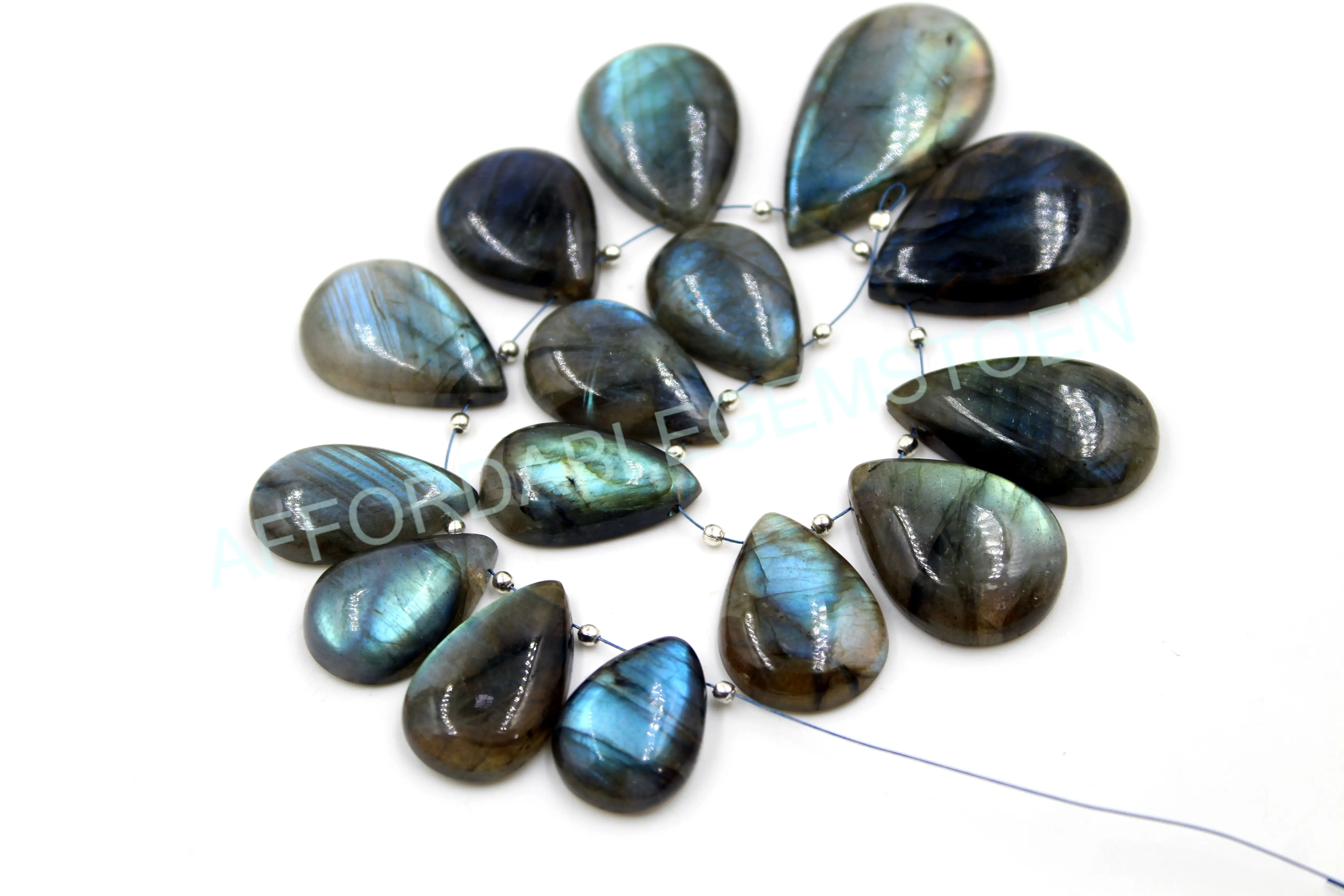 Blue labradorite pear shape stone top drilled gemstones affordable gemstone jewelry making stones loose cabochon