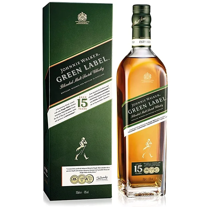 
Notes of Crisp Cereals Coffee Beans Chocolate JW 750ml 43% alc./vol Whisky Green Label Singapore Supplier 