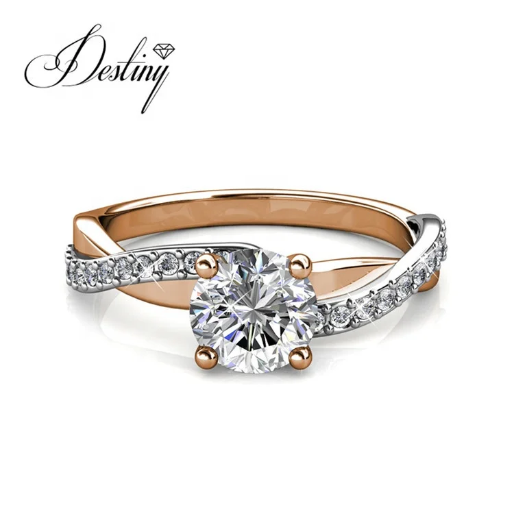  Destiny Jewelry 18K Смешанное белое и розовое позолоченное витое кольцо Eleanor Женское Обручальное с