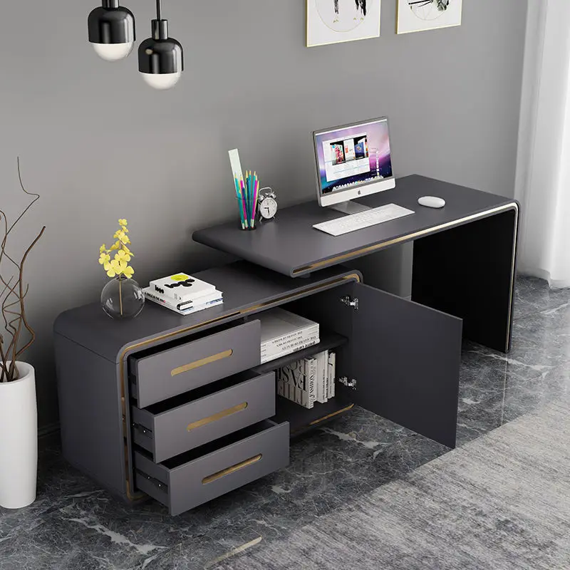 Складной столик l-образной формы регулируемый с полками для хранения школы дома кабинета