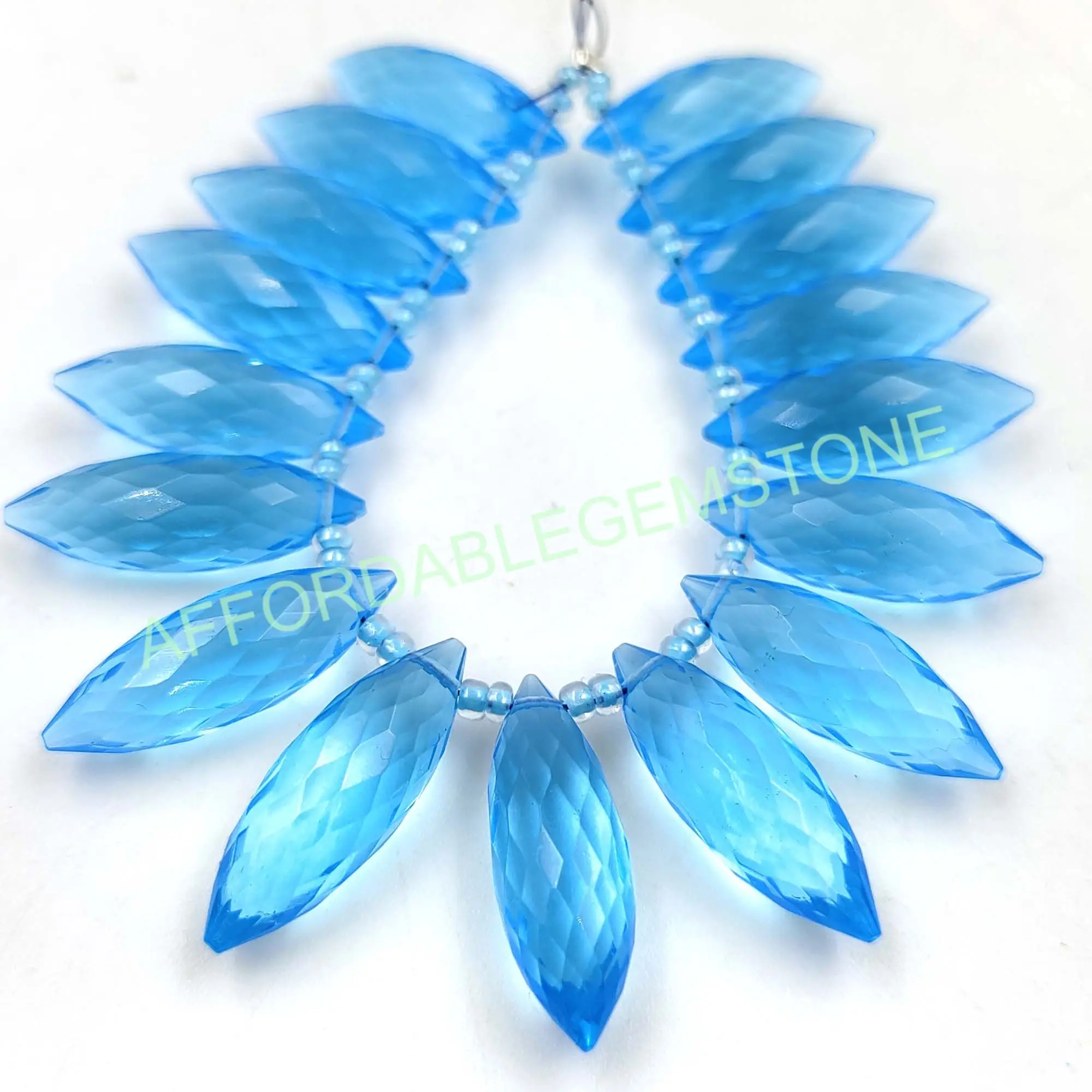 Sky blue topaz handmade stone top drilled gemstone fancy teardrop shape stone good quality stone faceted beads silver jewelry