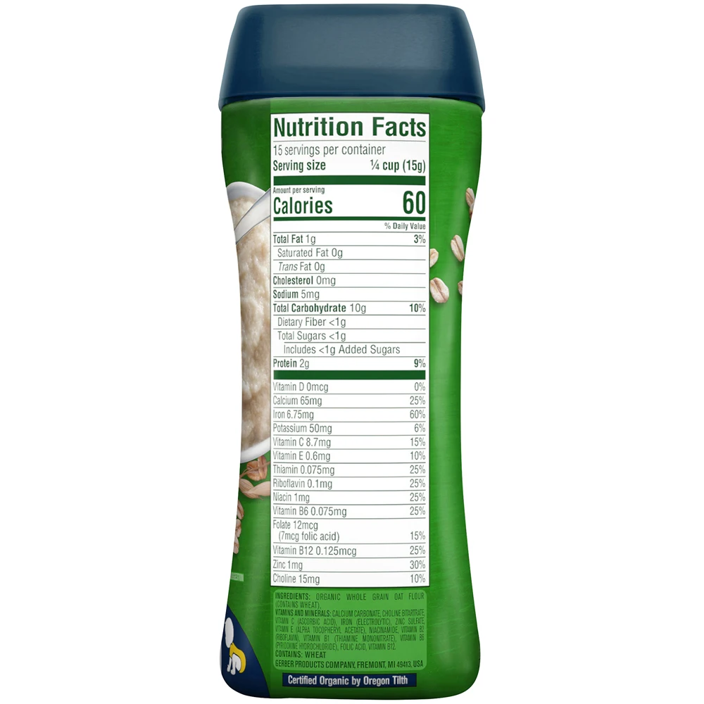
Gerber, Organic Oatmeal, Single Grain Cereal 8 oz (227 g) 
