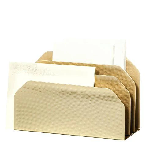 Antique Brass Metal Letter Holder Organizer Mail Rack