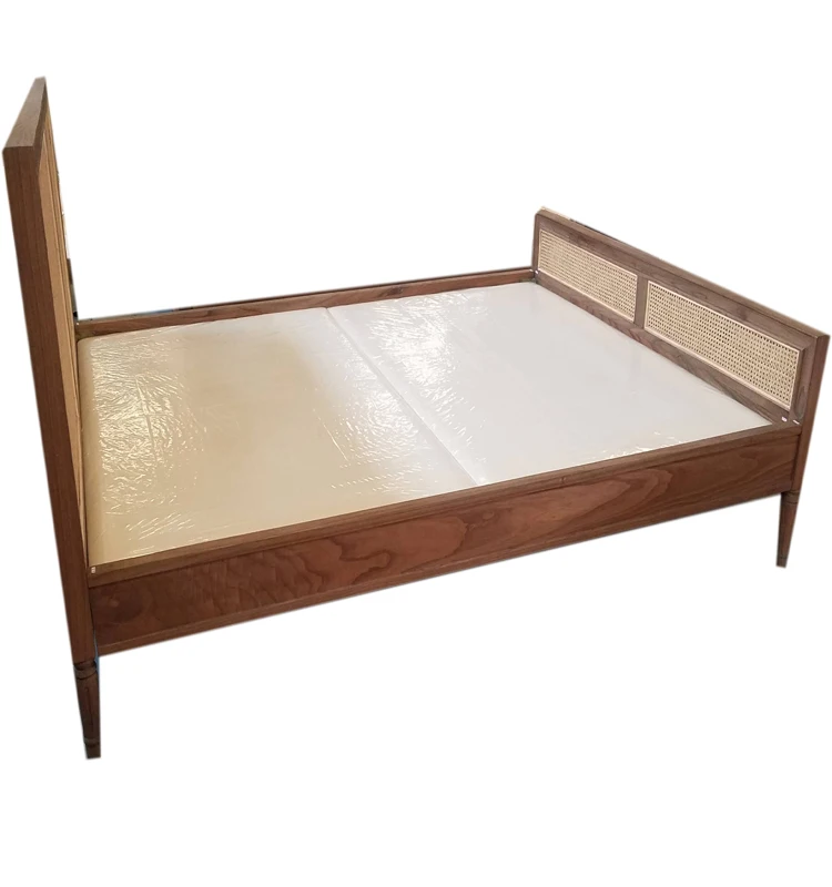Best Seller Product Vintage Wooden Bunk Bed with Rattan Weaving Headrest Accent Suitable for Cottage Wholesale Quantity
