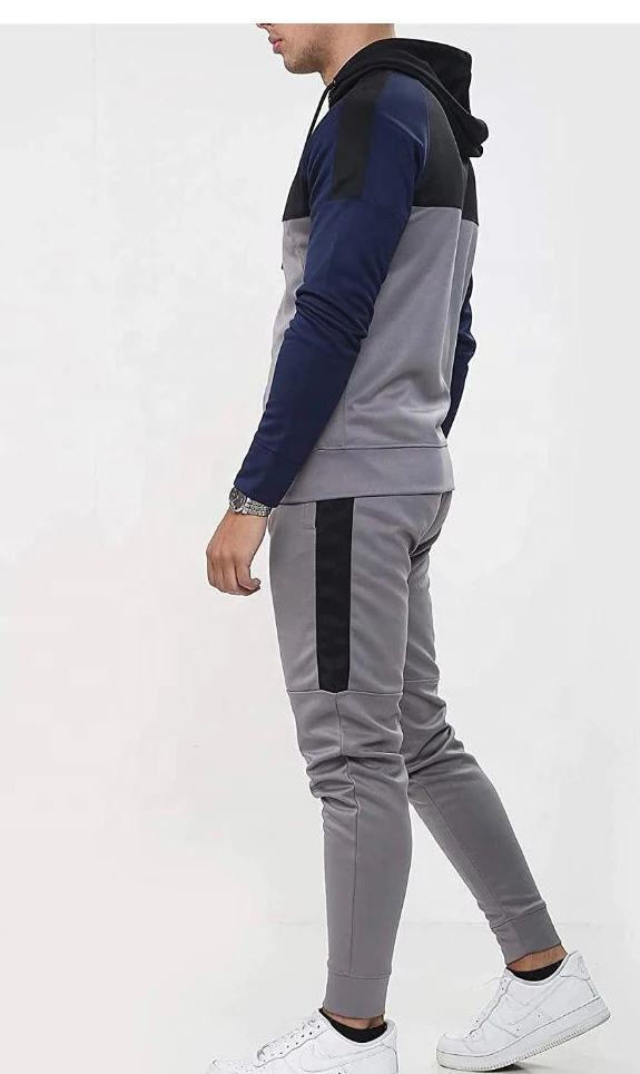 Wholesale OEM Fitted Sweat Suit Tracksuit Zipper Hooded Jogging Men Jogger Track Suit For Sale