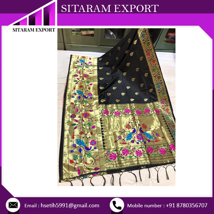 Чистая мягкая шелковая Сари Kanchivram Pethani Minakari Border и чистый дизайн Zari покупайте по самой низкой цене
