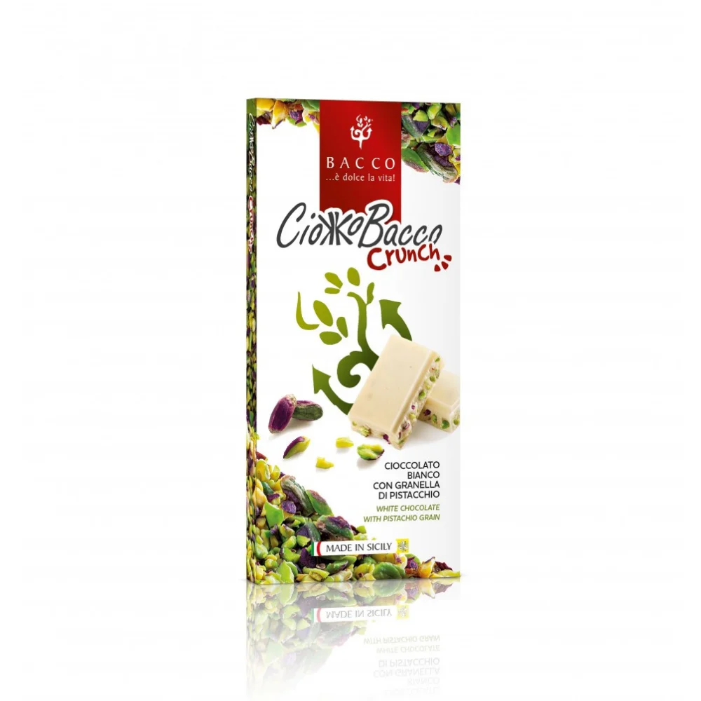 Top Seller- Crunch Pistachio White Chocolate in 100gr Bar for Sophisticated Palates