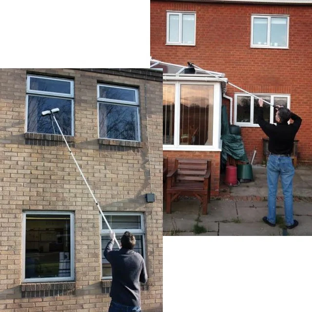 Telescopic Window Cleaning Extension Pole and Squeegee Kit, High Window Cleaning Tools