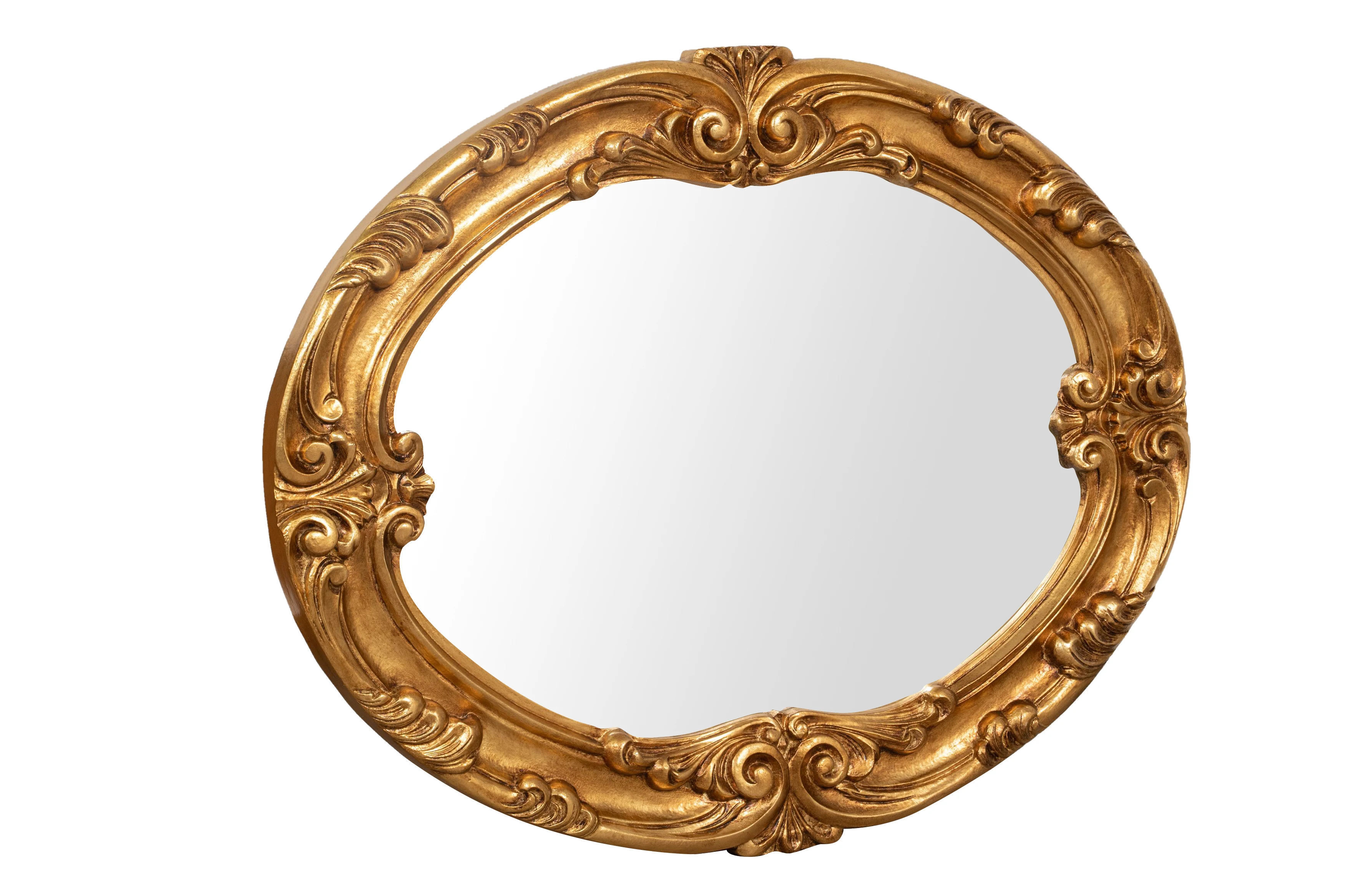 Best Sell High Quality Made in Italy Wooden Wall Mirror with antique gold leaf finish L85XPR6XH105 CM Biscottini For Retail