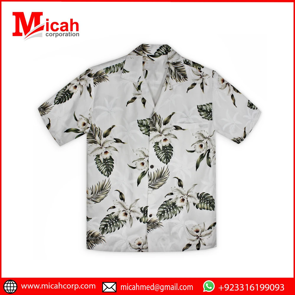 Half White  New Arrival Hawaiian Shirt Customized Style Printed Beach Shirts In Half Sleeves Hawaiian Shirt
