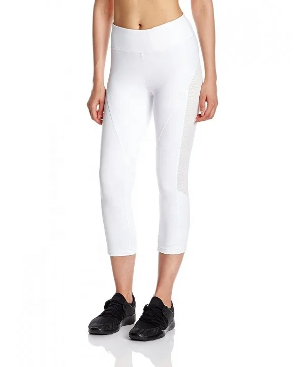 
Женские эластичные леггинсы-капри с высокой талией для спортзала и фитнеса-белые 