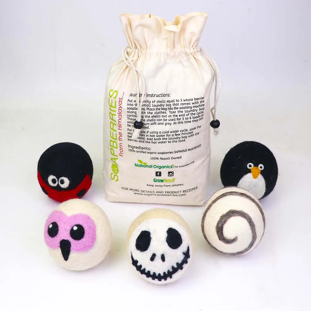Premium Multiple Design Felt Dryer Laundry Balls Top Selling Merino Wool Eco Friendly Softener Reusable Balls Made in Nepal