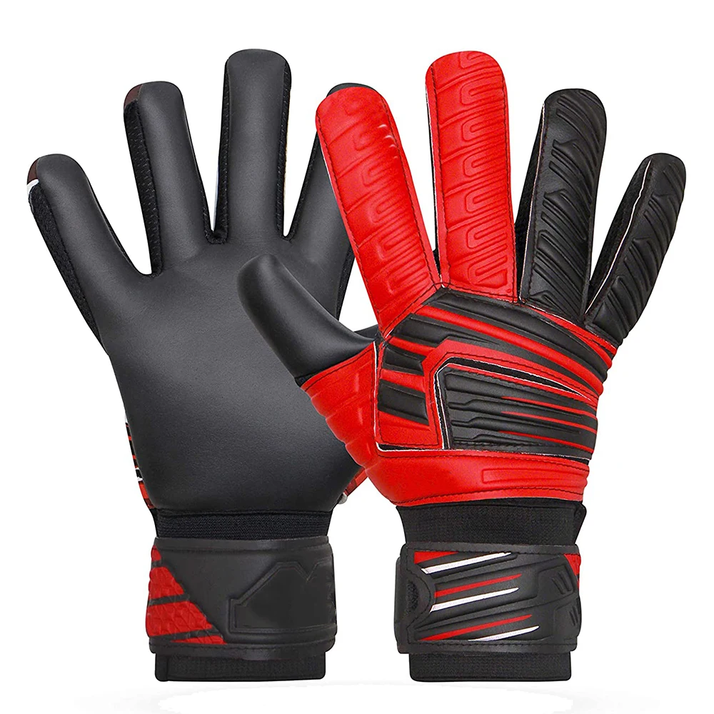 Pakistan Suppliers Made PU Leather Goalkeeper Gloves Kids Hand Protective Gloves in Red&Black Color for Sale