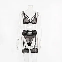 Комплект из 3 предметов 11 видов цветов прозрачными вставками; Супер-тонкий ажурные подвязки, сексуальное нижнее белье для женщин, сексуальное нижнее белье
