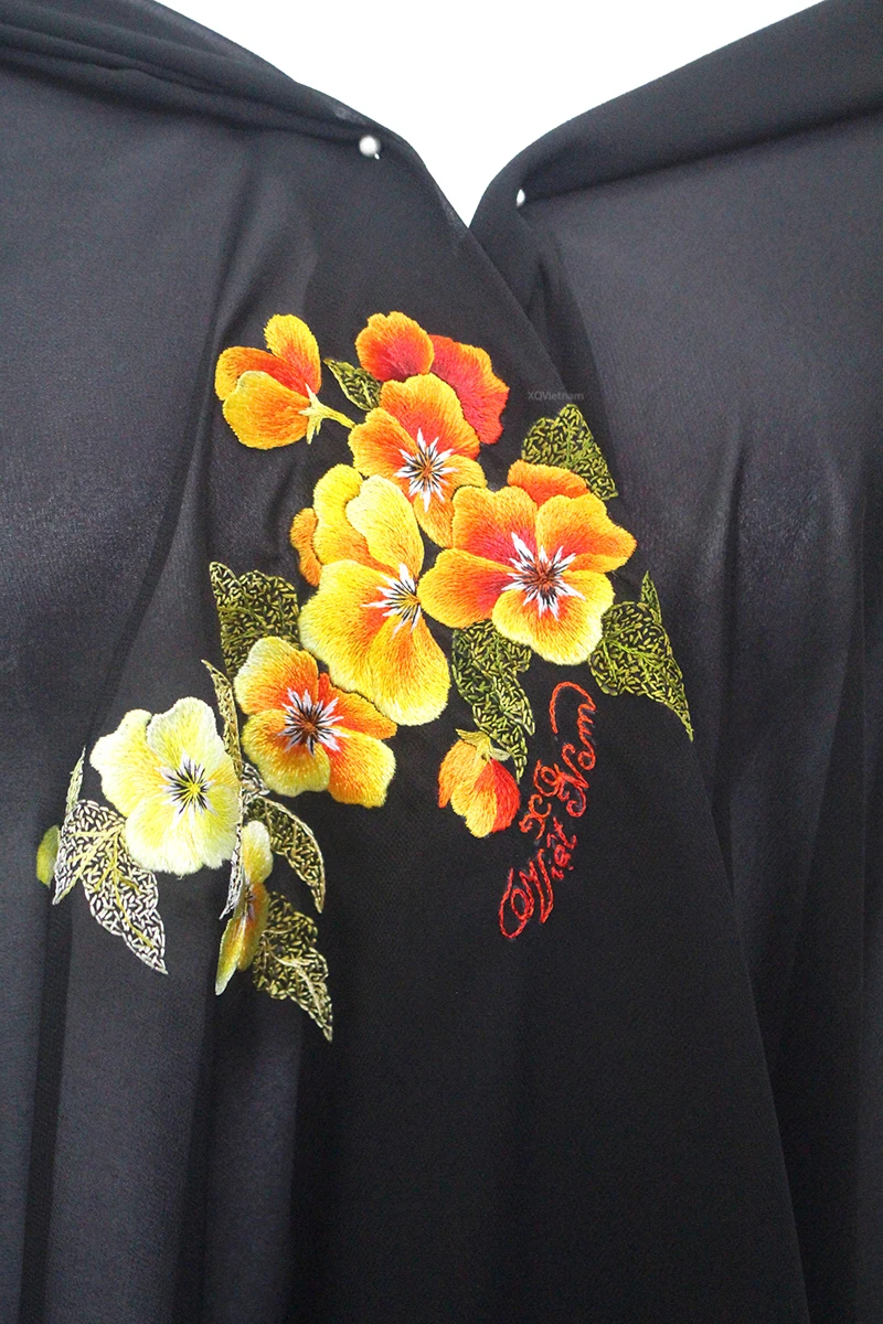 Высококачественные Аксессуары для ручной вышивки нового дизайна длинный шарф Анютины на черной прозрачной ткани