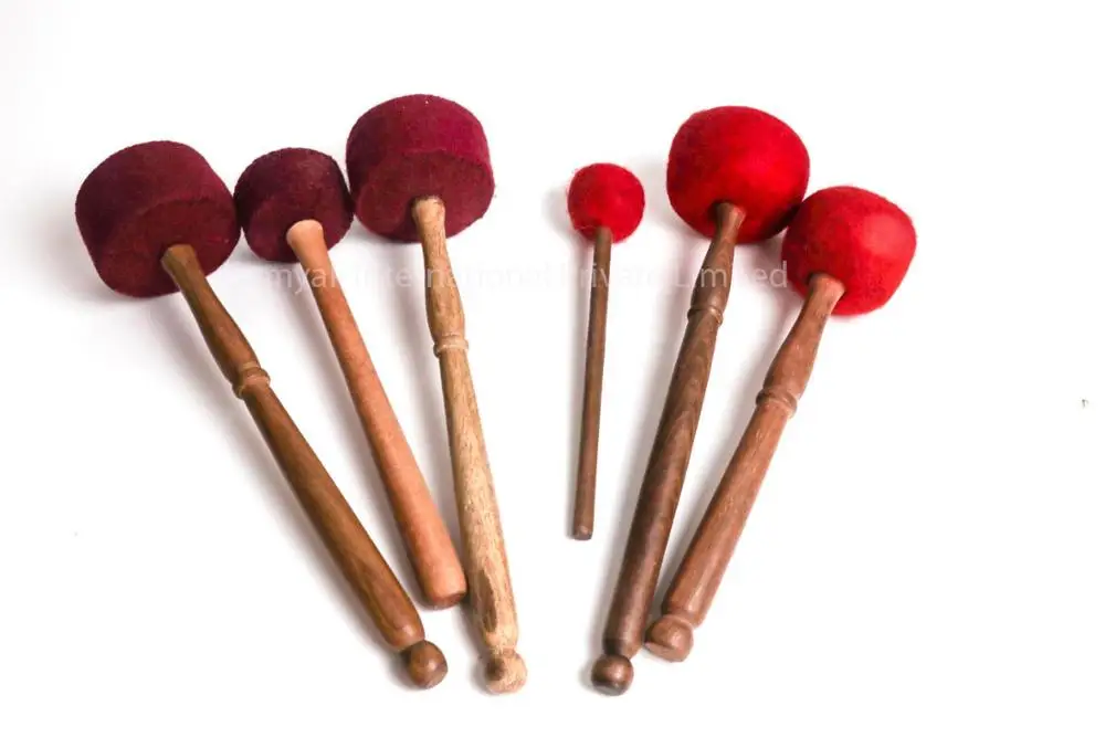 New Handmade Wind Gong Chau Gong Wood Ball Mallet Wool Red Color Felt Striker High Quality Wood Drum Sticks Mallets