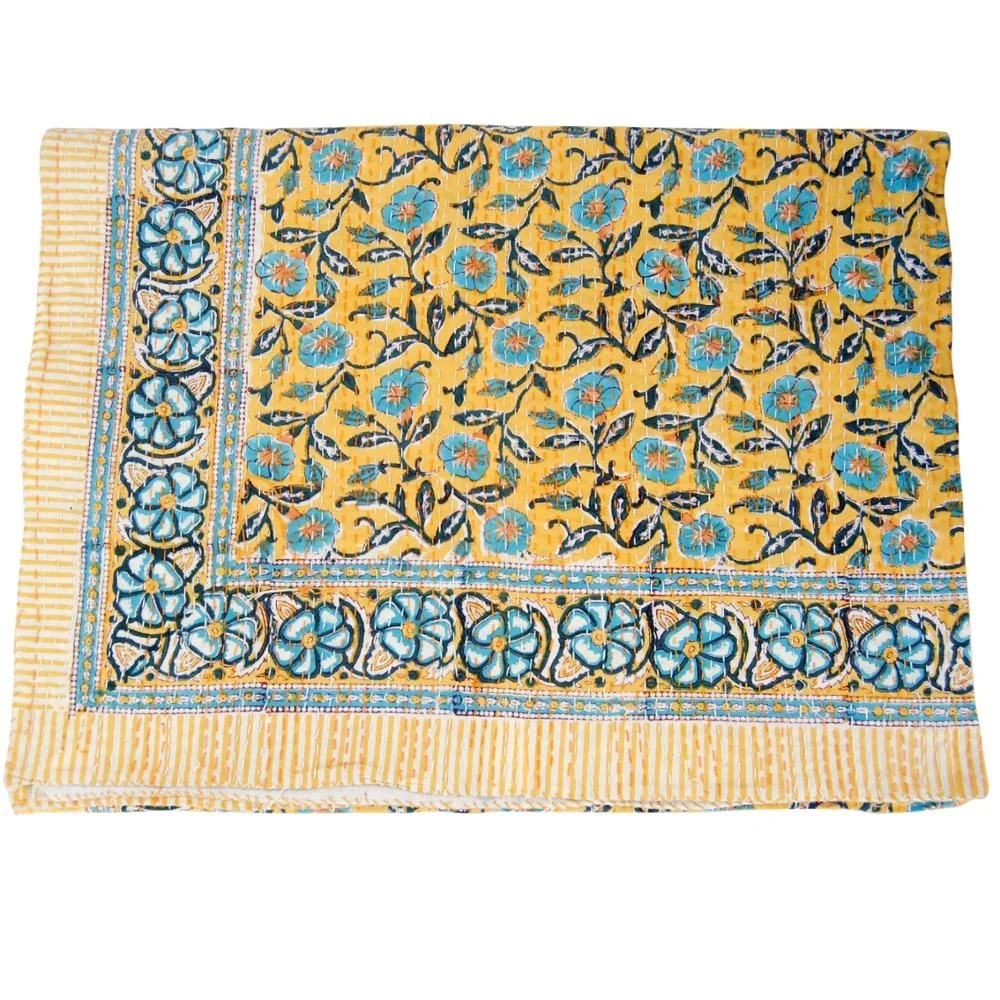 Indian High Quality Floral Printed Quilt Vintage cotton Kantha Quilts Home Decor Gudari Wholesale