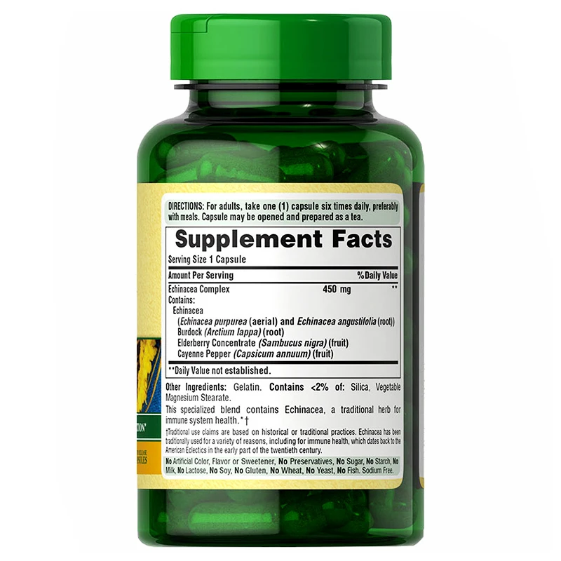
Wholesale Puritans Pride Echinacea Complex 450 mg 100 Capsules Anti-Viral Action Against Colds Virus Infections USA MADE 