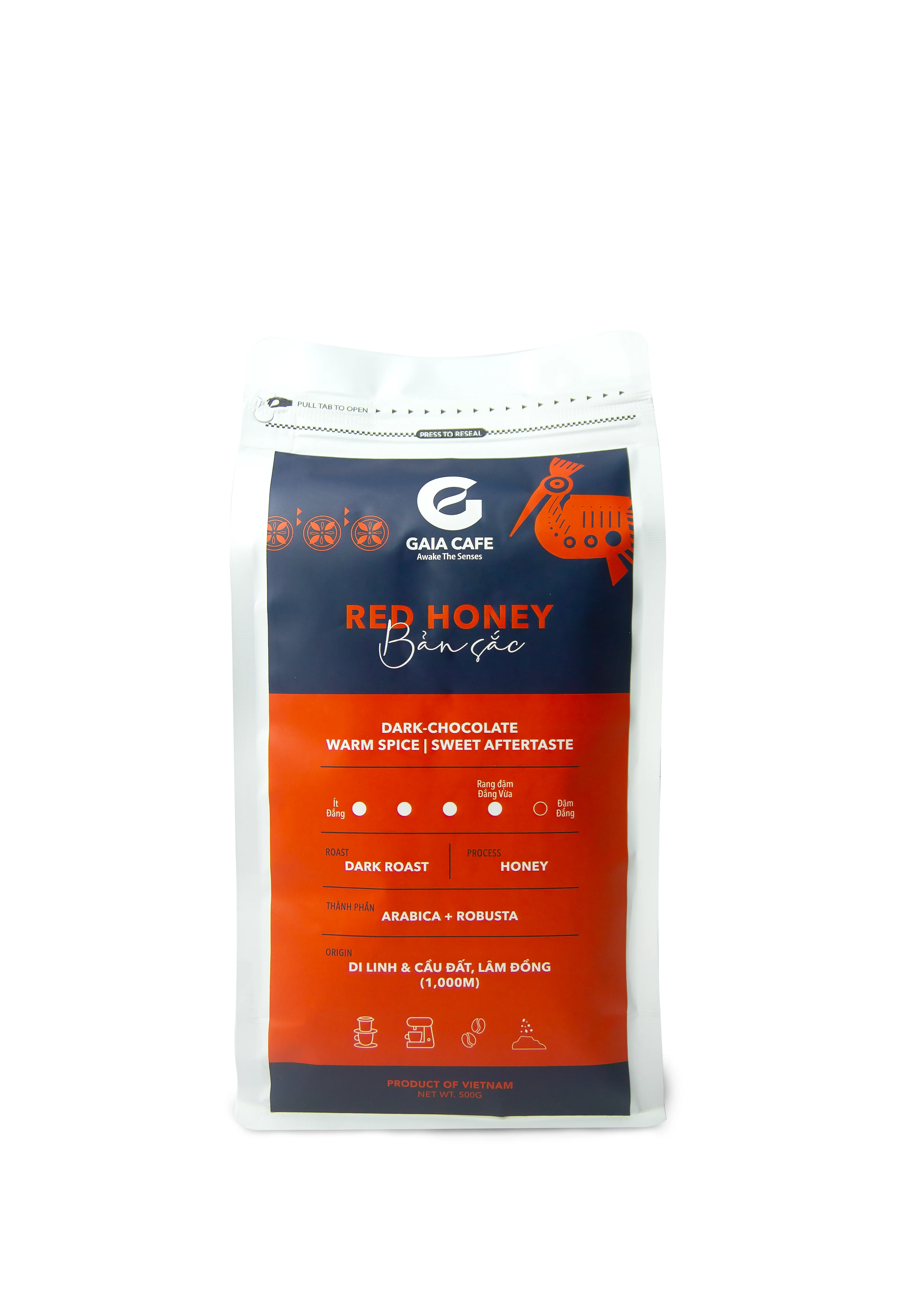 Ready-to-brew Customized blend Arabica Robusta Coffee high-quality Single-Origin Vietnamese Heritage Ground Coffee Bag 500g