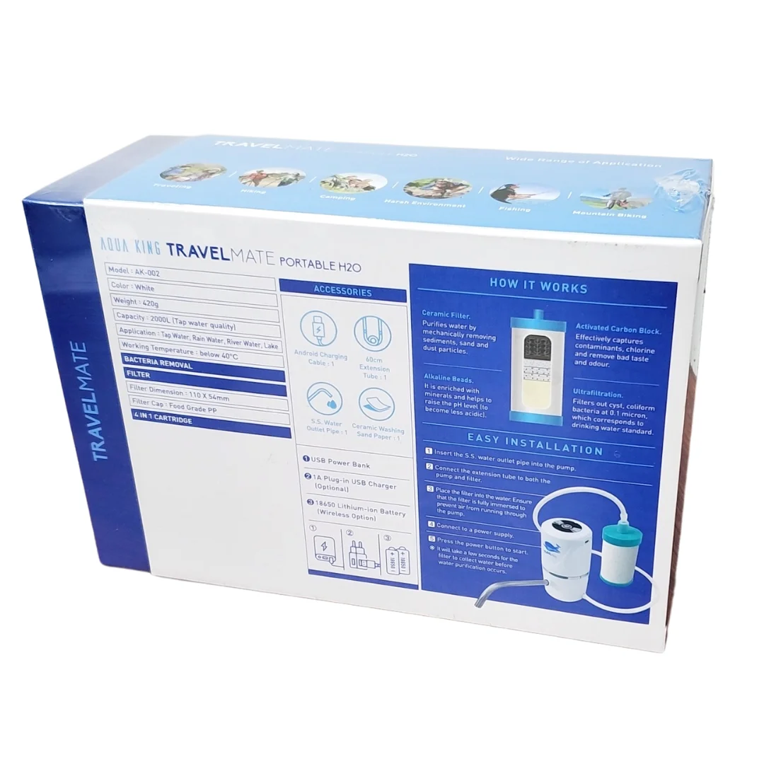 Hiking water filter with electric water pump portable water filter