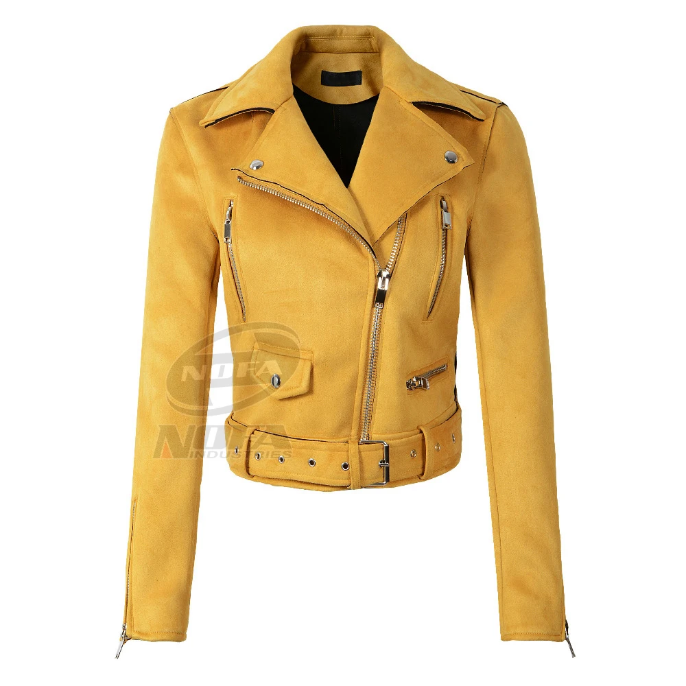 Women Faux Soft Leather Suede Jacket Coat Lady Motorcycle Punk Black Jacket Short Zipper Design Suede Pink Green Coats