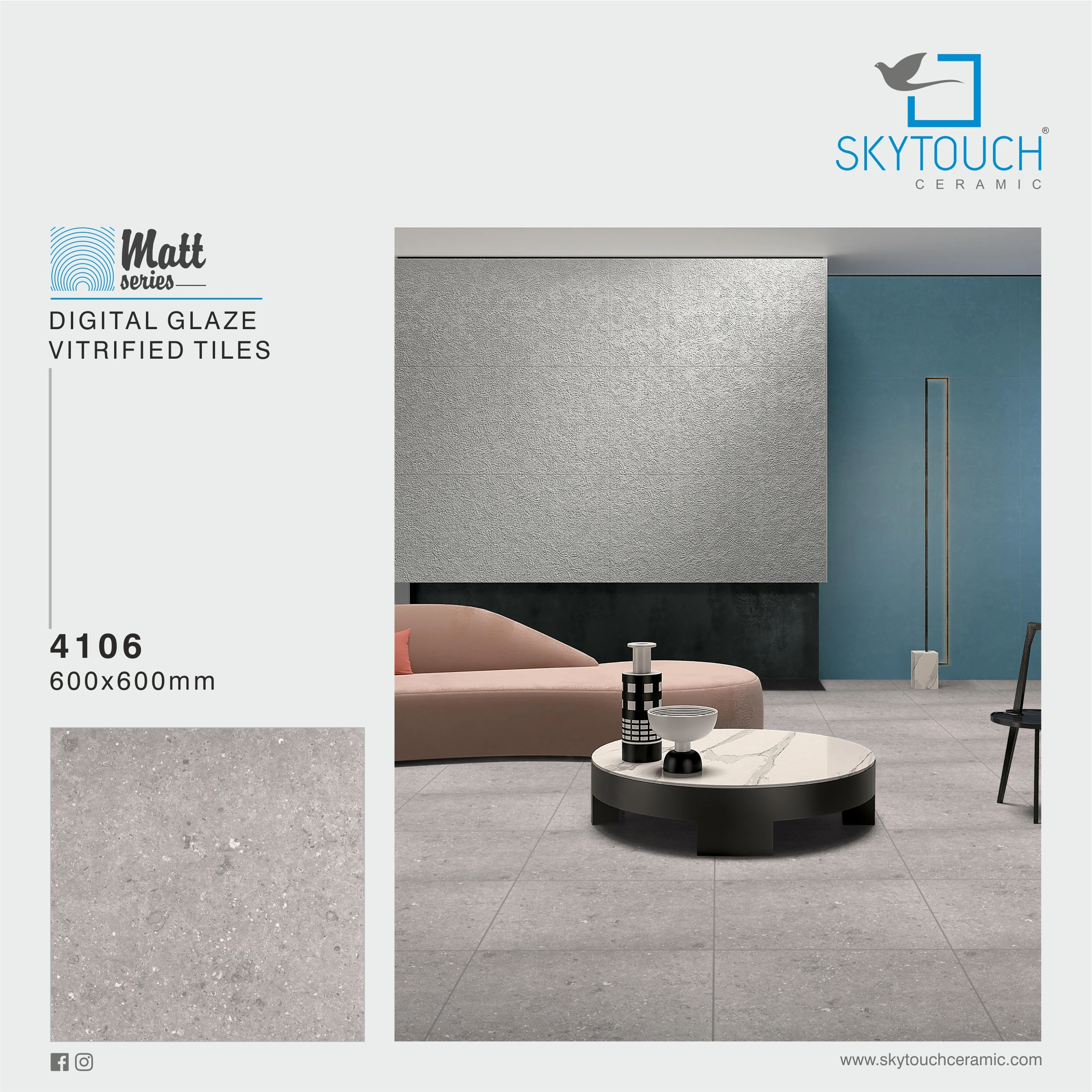 Матовая напольная плитка с эффектом тренда полноразмерная фарфоровая Нескользящая для пола и стен 600*600 мм