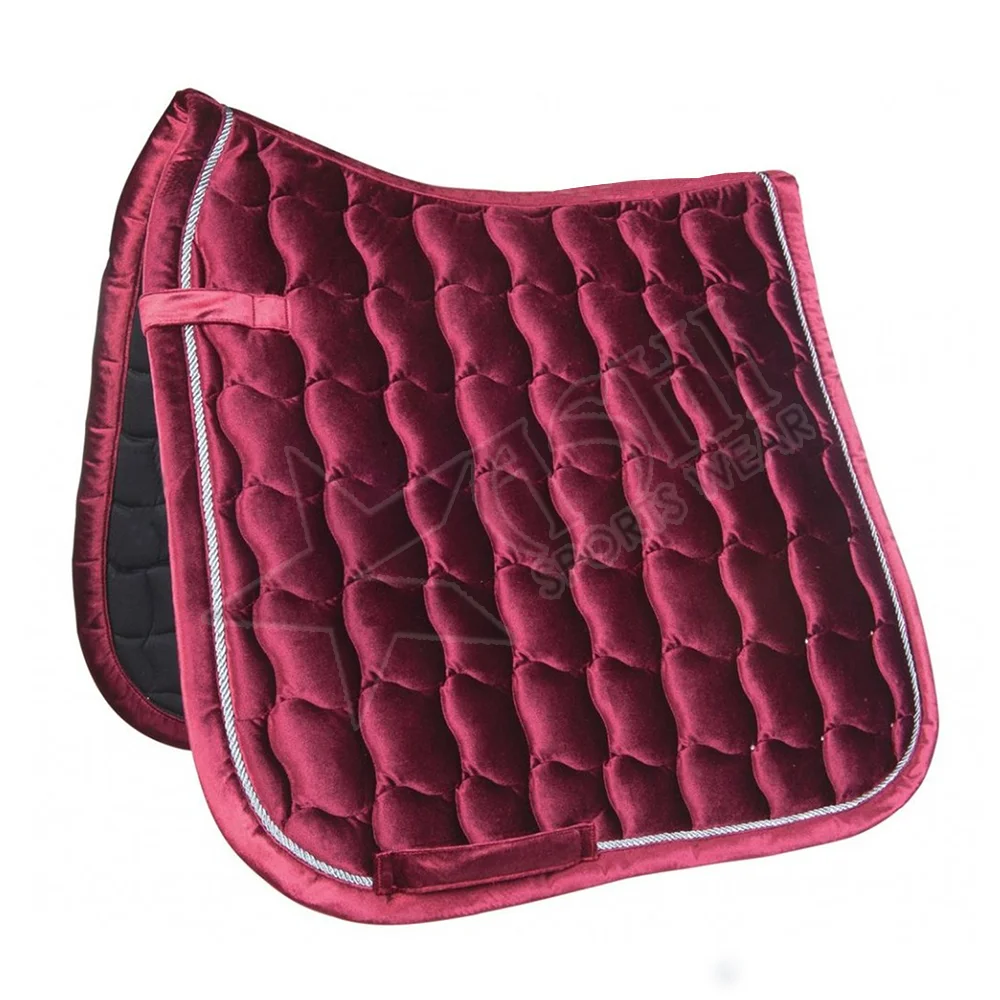 100% Synthetic Velvet Square Quilted Cotton Comfort English Saddle Pad For Horse Riding Equestrian Horse Riding Saddle Pads