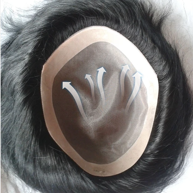 Тонкий парик из человеческих волос на кружевной основе, сменные индийские волосы для мужчин