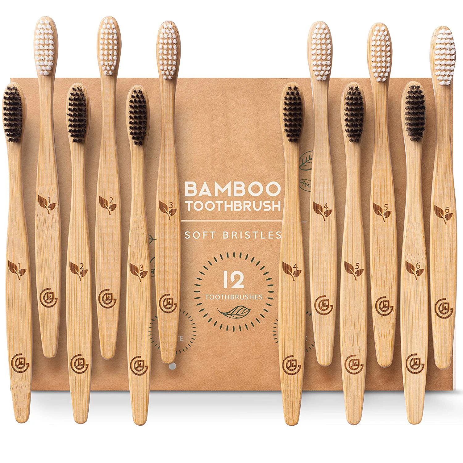 New Design BPA Free Soft Bristles Toothbrushes Bamboo Toothbrushes Compostable & 100% Organic Charcoal Wooden Toothbrushes
