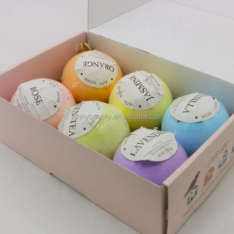 Hot selling OEM 6pcs Gift Set Bubble Spa Bath gift kit natural organic Dry Skin Moisturize Fizzy Bath Bombs