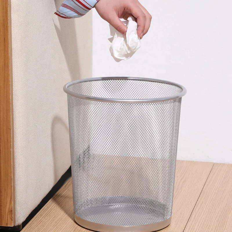 Hot Sale  Metal Mesh Waste Bin Trash Can Waste Basket Garbage Can Metal Trash Bin