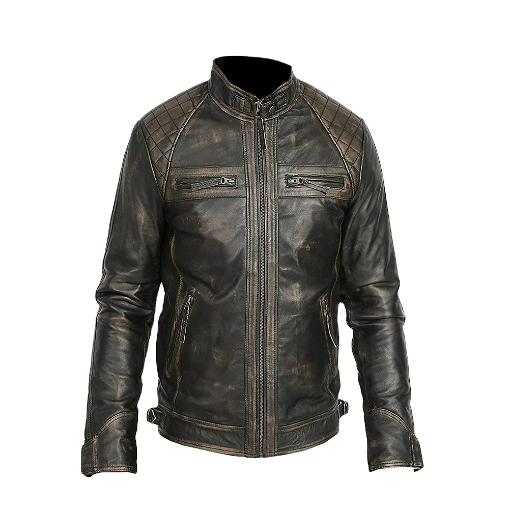 Custom Made Men Red Leather Jackets Motorcycle Biking Cafe Racer Vintage Motorcycle Biker